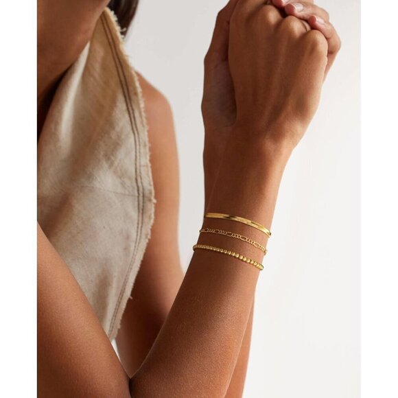 14K Real Silver Thin Dainty Stackable Cuban Paperclip Bracelet for Womens - Picture 8 of 9